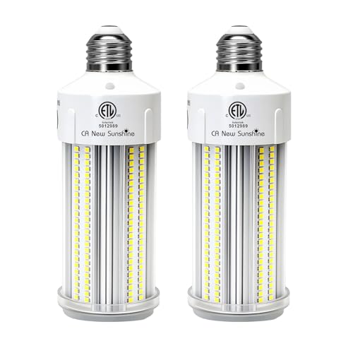 2 Pack 600W Equivalent LED Corn Light Bulb 9000 Lumen 5000K 60W Large Area Daylight White E26/E27 Medium Base for Outdoor Indoor Garage Warehouse Factory Workshop Street Barn Backyard