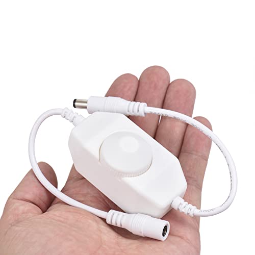 2 Pack LED Strip Light Dimmer Switch, DC 12V-24V LED Brightness Adjustable Controller for Strip Lights,LED Rope Light 3528,5050,5630 - color: White