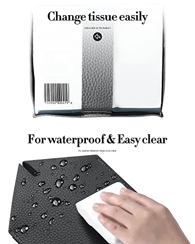 Tissue Box Cover, Jeethemy Square PU Leather Tissue Box Holder, Modern Tissue Case Facial Paper Organizer Dispenser，5X5X5'',Double Black - color: Double Black