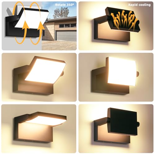 40W Outdoor LED Wall Light with 350° Rotatable Panel - color: 1/40w/3000k/Black