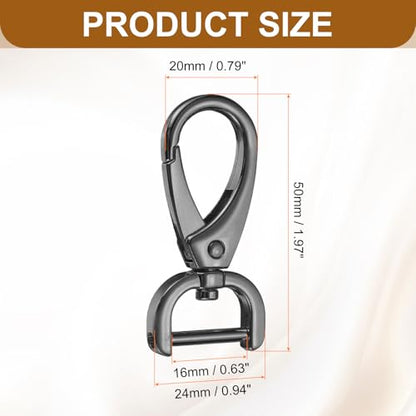 HARFINGTON 2Pcs Detachable Snap Hook Swivel Clasp 5/8" D Ring with Swivel Lobster Claw Clasps Hook for Purse Strap Keychain Bag DIY Craft, Gunmetal - color: Gunmetal, size: 5/8"