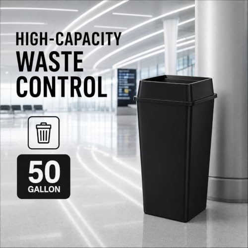 1 Pack Blue 50 Gallon Commercial Recycling Bin with Lid, Extra-Large Square Resin Recycle Container with Built-in Handles for Office, School, Restaurant, Warehouse and Public Facility - color: Blue, size: 50 Gallon