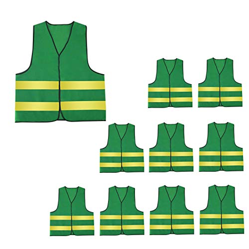 AIEOE Mens 5/10 Pack High Visibility Reflective Vest Hi-vis Bright Color Construction Safety Vest - color: Green-3