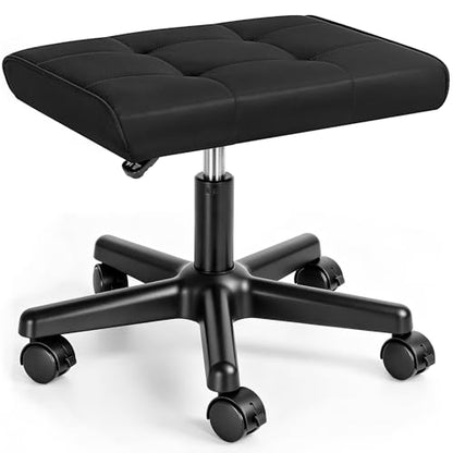 Footrest Under Desk Leg Rest Ottoman Adjustable Height Foot Stool (Black) - color: Black, size: 17''L x 13.5''W