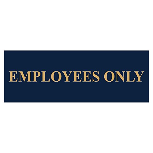 All Quality Basic Employees Only Wall or Door Sign - Easy Installation | Staff Only Signage‌ - Navy Blue/Gold - Small (1 Pack) - color: Navy Blue / Gold, size: 2 x 6" - Small (1 Pack)