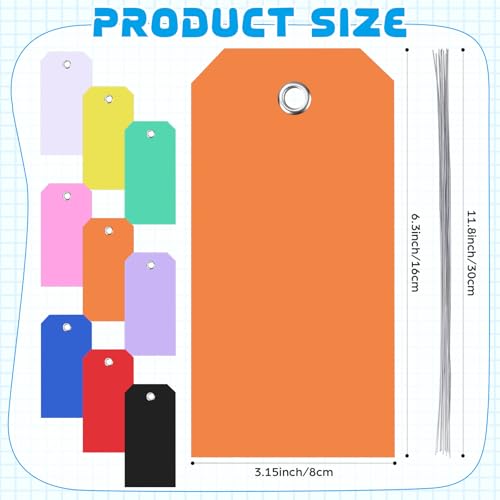 100 Pack Orange Plastic Shipping Tags with Wire Ties, 4.72 x 2.36 inches Heavy Duty Industrial Hang Tags, Blank Identification Labels for Warehouse, Inventory & Outdoor Equipment (Orange) - color: Orange