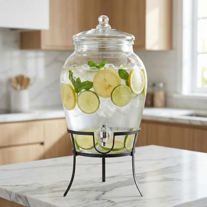Style Setter Glass Beverage Drink Dispenser with Metal Rack Stand, 2.64 Gal - size: 2.64 Gallon