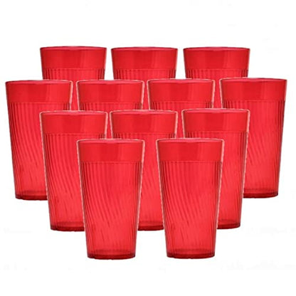 TrueCraftware- 8 oz. Belize Tumbler/Drinking Cups Red Polycarbonate Set of 12-Premium Iced Tea Glasses Stackable Reusable Drinking Glasses Dishwasher Safe Break-Resistant for Home Restaurants - color: Red, size: 8 oz