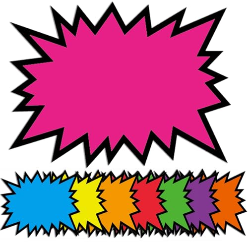 5.5x7In Fluorescent Starburst Signs 80Pcs Retail Garage Sale Price Tags - color: 5.5x7in 80pcs