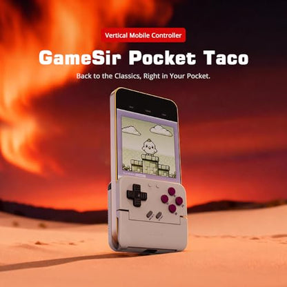 GameSir Pocket Taco Vertical Mobile Gaming Controller – Retro Arcade Bluetooth Gamepad for Android, Portableh Wireless Game Controller for phone, 600mAh Battery, Pass-Through Charging - White
