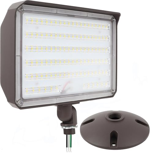 80W Outdoor LED Flood Light Dusk to Dawn with Knuckle, 11200LM 600W Equivalent, 100-277V 5000K Daylight, ETL Commercial LED Flood Light Fixture, Outdoor Security Lighting for Landscape/Parking Lot - size: 80W