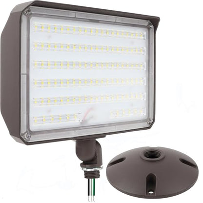 80W Outdoor LED Flood Light Dusk to Dawn with Knuckle, 11200LM 600W Equivalent, 100-277V 5000K Daylight, ETL Commercial LED Flood Light Fixture, Outdoor Security Lighting for Landscape/Parking Lot - size: 80W