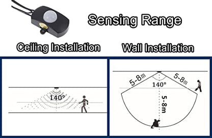 PIR Motion Sensor Switch DC 5-24V Occupancy Sensor Switch for DIY LED Lighting, PIR Infrared Motion Sensor Detector Automatic Switch LED Strip USB Interface