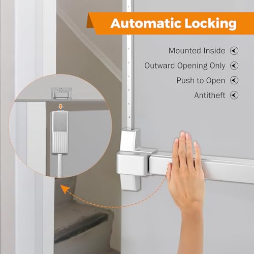 BEAMNOVA Vertical Rod Panic Bar Exit Device Door Push Bar, 32 Inch Metallic - color: Metallic, size: 32 Inch