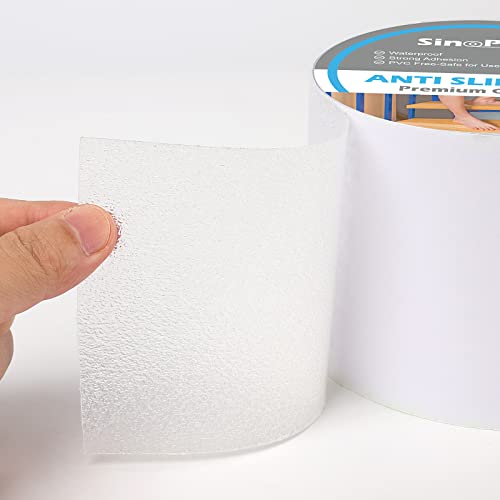 Clear Non Skid Tape 4Inch x 30FT Grip Tape Heavy Duty Waterproof Non Slip Roll Easy to Cut Waterproof for Stairs Safety Non Skid, Comfortable for Bare Foot - color: Clear