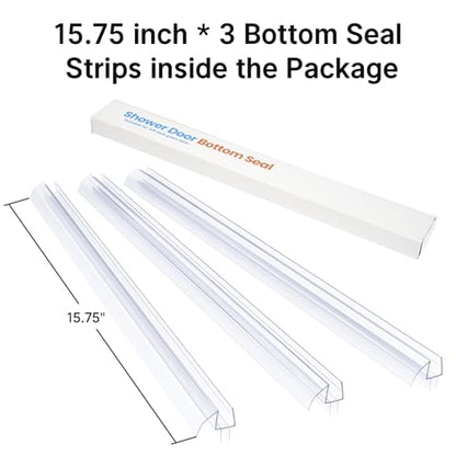AmazerBath 3-Pack 15.75" Shower Door Bottom Seal for 3/8"(10mm) Glass - 3 Section Segmented Shower Installation Kit Frameless Glass Door Seal Strip - style: Bottom Seal 3/8