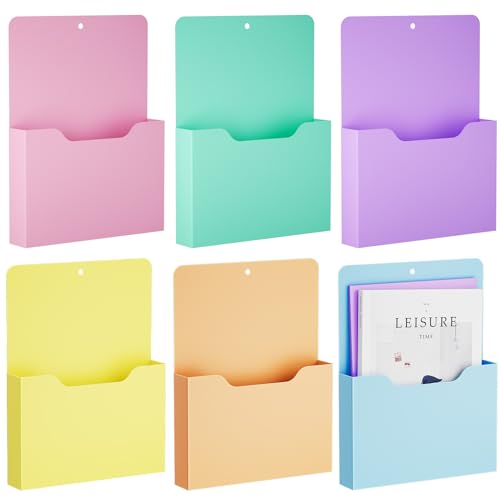 Marbrasse Magnetic File Holder - Magnetic Paper Holder, Pocket Organizer Office Supplies Storage Mail Organizer for Notebooks,Planners,Letter (6P) - color: 6-Pack