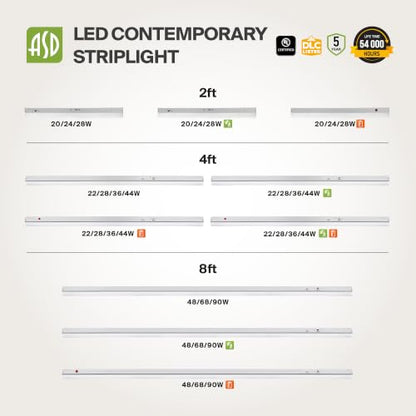ASD 4ft LED Linear Strip Light Fixture, Emergency Battery Backup - color: White | Emergency, size: 4FT
