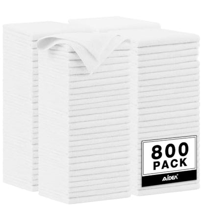 AIDEA White Microfiber Cleaning Cloth-800PK, Microfiber Towels, 12×12" - color: White, size: 800PK