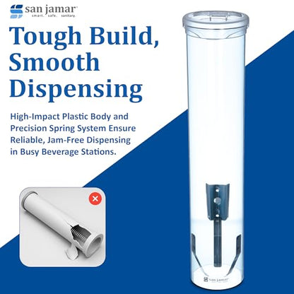 San Jamar Small Pull-Type Wall-Mount Cup Dispenser, 3-5 oz, Blue