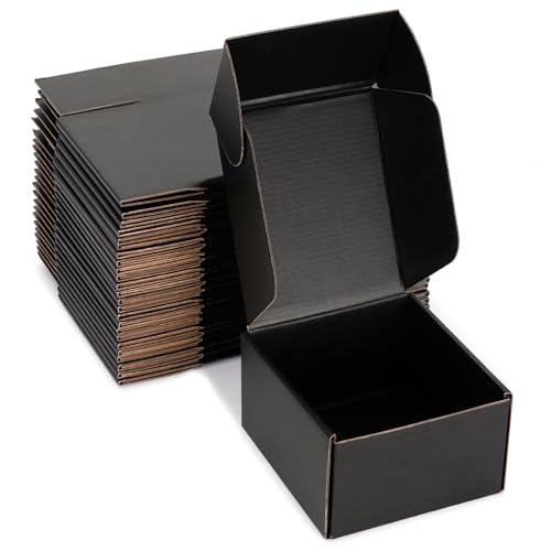 6x6x4 Black Shipping Boxes for Small Business, Packing, 25 Pack - color: Black, size: 6x6x4 Inch