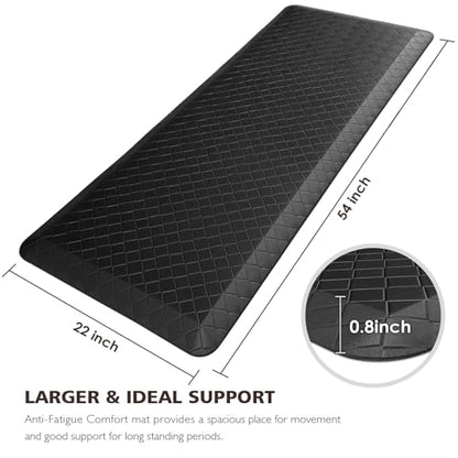 HappyTrends Kitchen Floor Mat - 4/5 Inch Thick Anti-Fatigue Kitchen Rug - color: Black, size: 54"L x 22"W x 0.8"Th