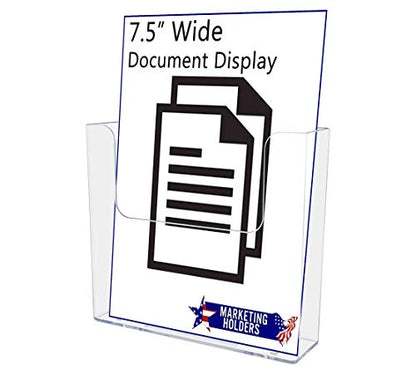 Marketing Holders 2 Pack Brochure Holder with Hardware for 7.5" Graphic Flyers Clear Acrylic Wall Rack Printed Media Postcards Caddy for Tourist Attractions Gift Shops Retail Stores and Offices