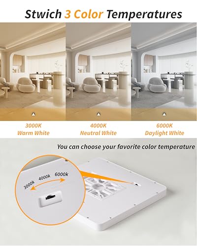 Square Led Flush Mount Ceiling Light,16 Inch 40w 3820lm led Light 3000k,4000k,6000k CCT Selectable,Flat Panel Super Slim Led Ceiling Light Fixture,for Living Dining Kitchen Bedroom Room (1Pack-White) - color: White, size: 16 Inch 1PK Square 3CCT