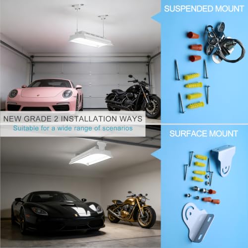 Lightdot 400W Linear LED High Bay Shop Lights, 60000LM 5000K, 100-277V Heavy-Duty Aluminum Commercial Lighting for Garage Workshop Warehouse Gym，ETL Certified, 7-Year Warranty - 4 Pack - size: 400W