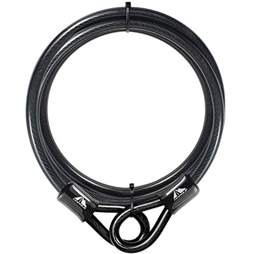 MARQUE Security Steel Cable - 3/8 inch (10 mm) Thick (4', 7', 15', 20' or 30') Vinyl Coated Braided Steel Cable with Double Sealed Looped Ends for U-Lock, Padlock, Disc Lock (7 FT) - color: 7 FT