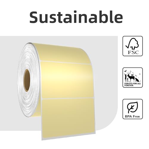500 3x2 Thermal Labels Roll, HUOJI Yellow Shipping Barcode Labels - color: Yellow, size: 3x2