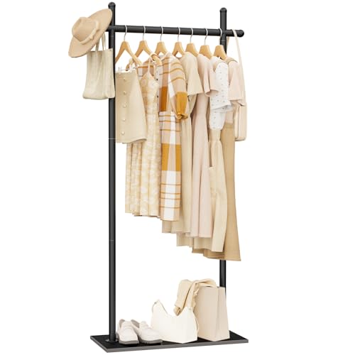 Coat Racks Freestanding with Natural Rock Base,68.9in,Black,Large - color: Black, size: 25.6*11.8*68.9in