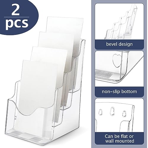 Crtiin 4 Pack 4 Tier Acrylic Brochure Holder 6 X 9 Inch, Clear Display - size: 6 x 9 Inch (Pack of 2)