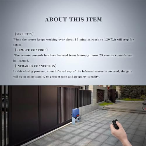 Sliding Gate Opener with Remote Controls & Security Photocell Sensor,Chain Driven AC Motor for Gate up to 1350lb (AT1350 Automatic Gate Opener Kit) - size: AT1350