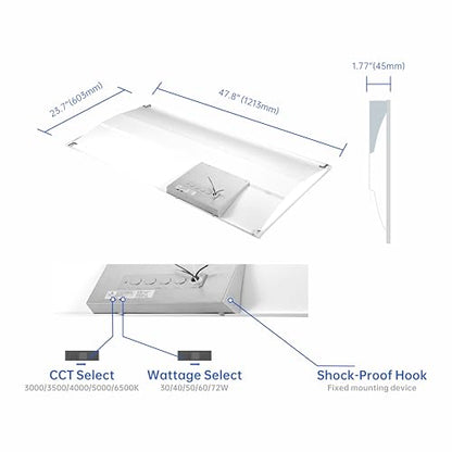 2x4 FT Center Basket LED Troffer Panel Light, 30/40/50/60/72W, 5 Color Options 3000K | 3500K|4000K | 5000K|6500K, Dimmable Drop Ceiling Lights, 9000 Lumens, Damp Rated, 120-277V, Premium (4 Pack)