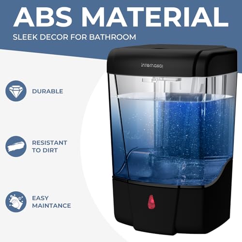 interhasa! Automatic Soap Dispenser Wall Mount 20oz Refillable Liquid Hand Sanitizer Dispenser Commercial Soap Dispenser for Bathroom Support Liquid Gel - color: Black