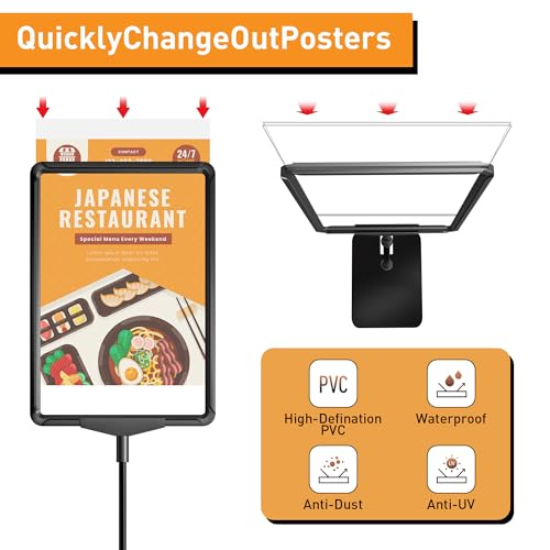 Sign Holder Stand 8.5x11 inch Adjustable Standing Sign Stand - Floor & Tabletop Poster Display with 360° Rotating Frame - Signage Stand 4 Pack Stable Base for Retail Menu Advertising