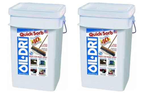 2 Pack 20lb Pail Oil Dri Premium Granular Clay Absorbent, Heavy Duty Spill Cleanup for Oil, Grease, & Liquids