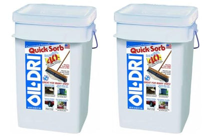 2 Pack 20lb Pail Oil Dri Premium Granular Clay Absorbent, Heavy Duty Spill Cleanup for Oil, Grease, & Liquids