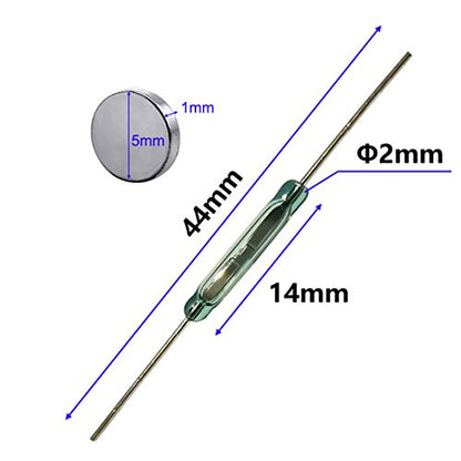 Gebildet 20pcs Glass Reed Switch Reed Contact Normally Open (N/O) Magnetic Induction Switch (2mm×14mm) with 20pcs Multi-Use Magnetic Sheet - color: Transparent-E383