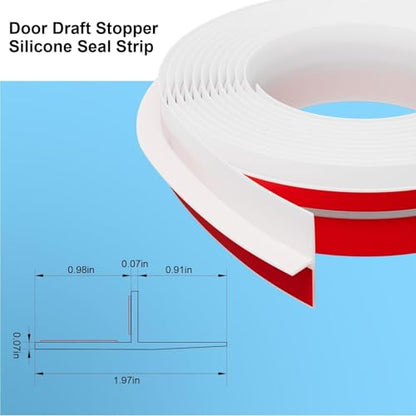 Elvone T-Shaped Weather Stripping Seal, White Silicone, 1.97 in x 40 ft - color: White, size: 40FTX1.97IN