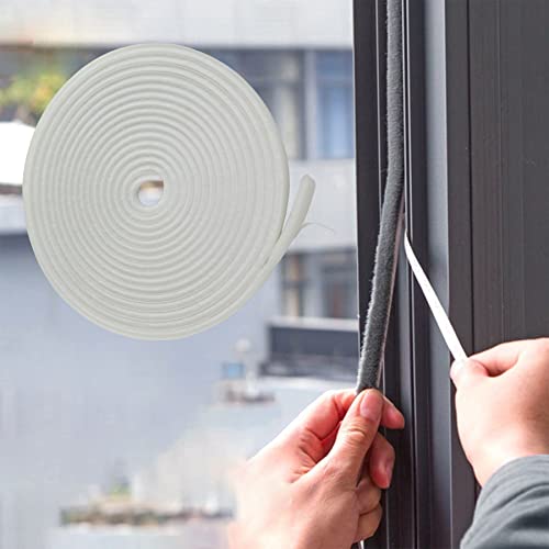 Bruiefpap 39.4FT Weather Stripping for Doors and Windows, Self-Adhesive Soundproofing Door Seal, Door Insulation for Sliding, Exterior, Frames and Front, 0.35'' Wide x 0.2'' Thick, White - color: White, size: 39.4FT, 0.35'' Wide X 0.2'' Thick