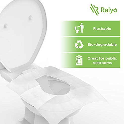 Relyo Toilet Seat Cover Disposable Flushable, XL Paper Liners, 50 Pack