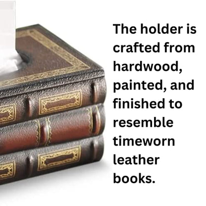 Bibliophile’s Book Tissue Dispenser | Covers Standard Box | Facial Tissues Holder | Office, Living Room, Bedroom, Bathroom