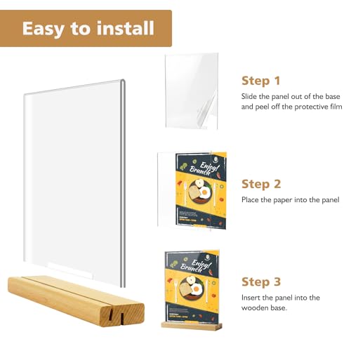 Comix 8.5x11 Inches Acrylic Sign Holder with Wood Base, 6 Pack Flyer Holder - size: 6 Pack 8.5x11 inches (T/L)