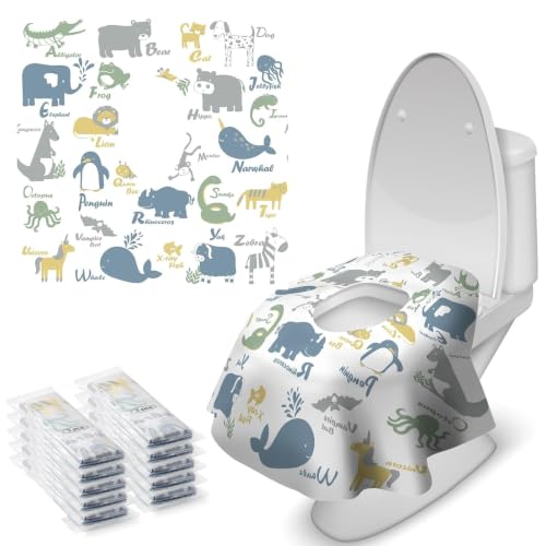 Blissful Diary 30 Pcs Toilet Seat Covers Disposable for Toddlers & Adults, Extra Large Waterproof, Portable Package for Travel, Kids Potty Training - color: Animal, size: 30Pack