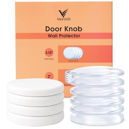 Door Knob Wall Protectors 10 Pack, 4 White 3.15" + 6 Clear 2" - size: 2 & 3.15"- Pack of 10