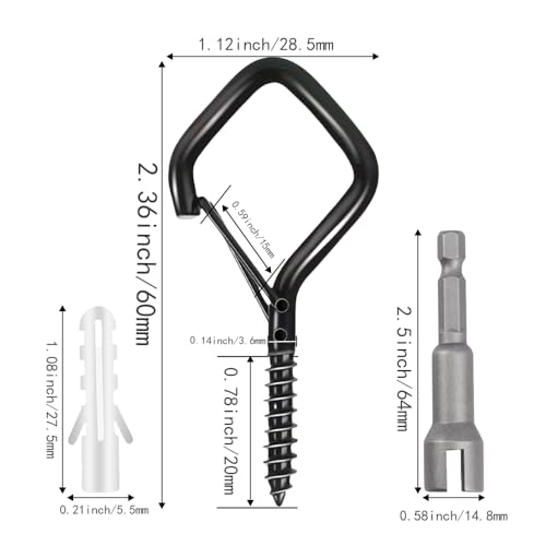 32 Pcs 2.36IN Ceiling Hooks with Safety Buckle for Plants - color: Black, size: 32Pcs