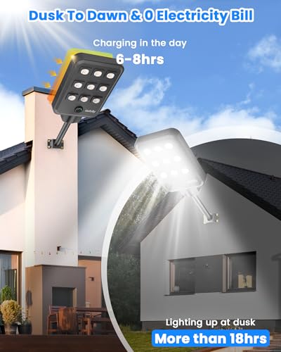 Gefolly G-10000W Solar Street Light Outdoor, Flood Security Parking Lot - size: M