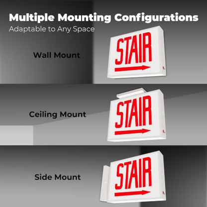 LFI Lights - UL Certified - Hardwired Red LED Chicago approved Exit Sign - Battery Backup - Emergency Fire Safety - UL924 - CHEX (STAIR Right Arrow) - style: STAIR Right Arrow